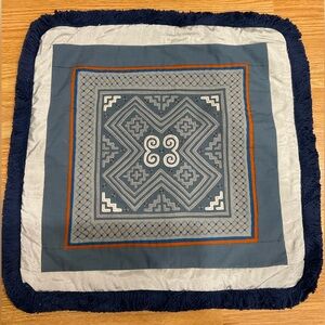 Geometric Blue and Orange Throw Pillow Cover